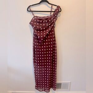 Asos Polka Dot Burgundy Dress Women’s 8